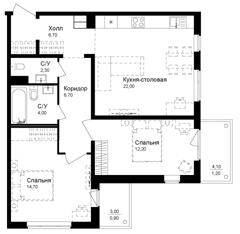 Купить двухкомнатную квартиру в новостройках на улице Достоевского в Ленинградской области. Вариант № 7829246, 0, площадь -  квм, цена 9898000 рублей