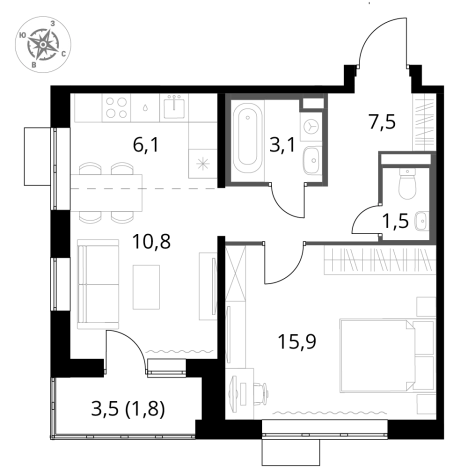 Купить квартиру у метро Домодедовская в Видном. Вариант № 9905969, 0, площадь -  квм, цена 15065420 рублей