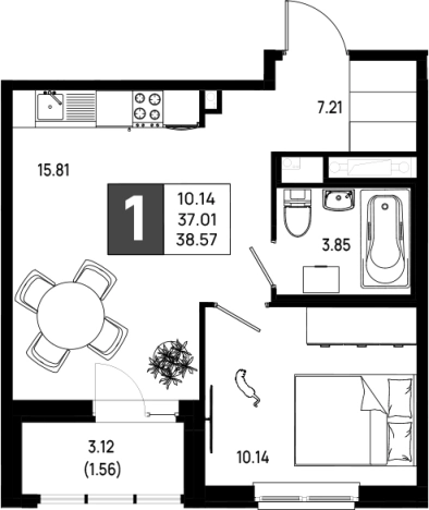 Купить двухкомнатную квартиру в ЖК Имена в Ленинградской области. Вариант № 6642372, 0, площадь -  квм, цена 4975530 рублей