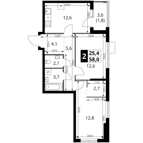 . Вариант № 9809859, 0, площадь - 58.5 квм, цена 21838050 рублей
