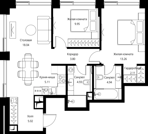 Купить двухкомнатную квартиру в новостройках у метро Мякинино в Москве. Вариант № 148674, 0, площадь -  квм, цена 28761404 рублей