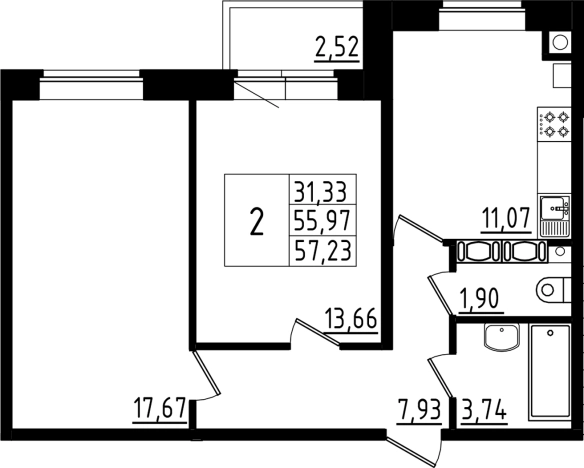 Купить двухкомнатную квартиру на улице Павлика Филимонова в Ленинградской области. Вариант № 74657, 0, площадь -  квм, цена 6581450 рублей