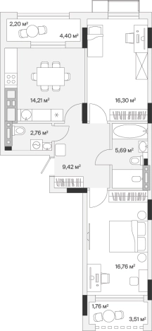 Купить квартиру в новостройках на улице Весенняя в Калининграде. Вариант № 100816, 0, площадь -  квм, цена 16106075 рублей