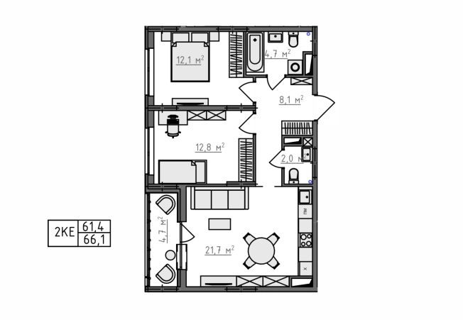 Купить двухкомнатную квартиру в новостройках в ЖК Квартал Новаторов в Владимире. Вариант № 130622, 3, площадь -  квм, цена 7267500 рублей