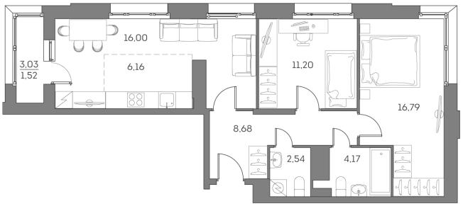 Купить двухкомнатную квартиру в новостройках в ЖК Аквилон Beside 2.0 в Москве. Вариант № 842266, 0, площадь -  квм, цена 26667467 рублей
