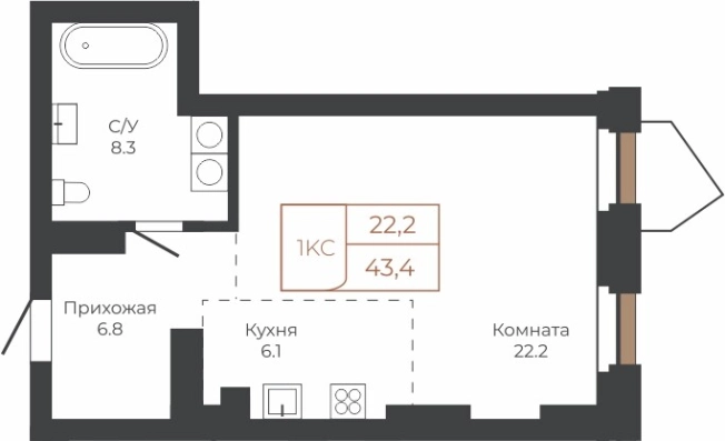 Купить Студию в новостройках на улице Просторная в Барнауле. Вариант № 6841348, 0, площадь -  квм, цена 11431120 рублей
