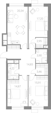 Купить многокомнатную квартиру в ЖК LIFE-Варшавская в Москве. Вариант № 74198, 0, площадь -  квм, цена 30885419 рублей