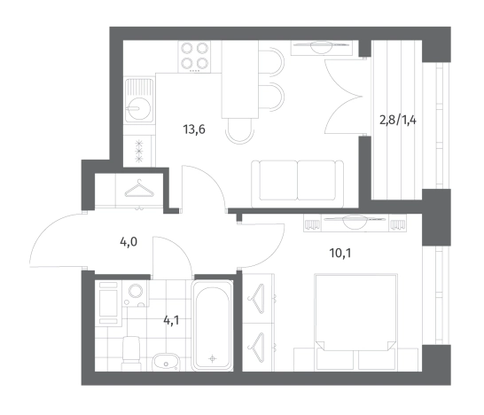 Купить однокомнатную квартиру у метро Проспект Ветеранов в Ленинградской области. Вариант № 5258695, 0, площадь -  квм, цена 6099000 рублей