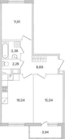 Купить двухкомнатную квартиру у метро Проспект Большевиков в Ленинградской области. Вариант № 8488951, 0, площадь - квм, цена 9639885 рублей