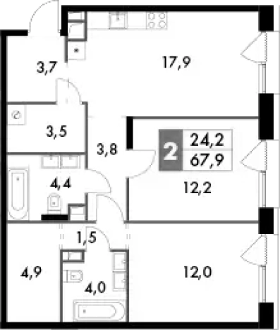 . Вариант № 9622585, 0, площадь - 67.9 квм, цена 31678745 рублей