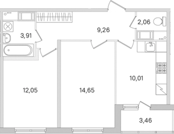 Купить двухкомнатную квартиру у метро Проспект Большевиков в Ленинградской области. Вариант № 8488911, 0, площадь - квм, цена 8944068 рублей
