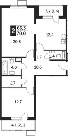 Купить двухкомнатную квартиру в новостройках в Видном. Вариант № 9837015, 0, площадь -  квм, цена 16546780 рублей