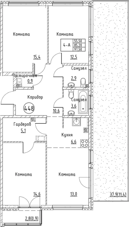 Купить многокомнатную квартиру в ЖК Кронунг Юг в Ленинградской области. Вариант № 6829859, 0, площадь -  квм, цена 18771188 рублей