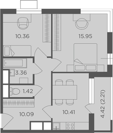 Купить однокомнатную квартиру в ЖК Одинград, квартал «Семейный» в Одинцове. Вариант № 112030, 0, площадь -  квм, цена 14150000 рублей