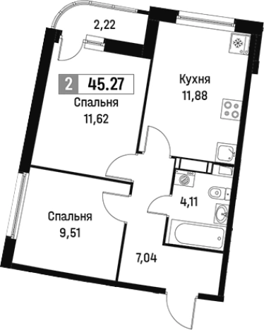 Купить двухкомнатную квартиру в Мурине. Вариант № 6211734, 0, площадь -  квм, цена 8226776 рублей