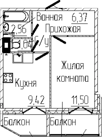 Купить однокомнатную квартиру на улице Тихвинская в Сертолове. Вариант № 6057039, 0, площадь - квм, цена 6610890 рублей