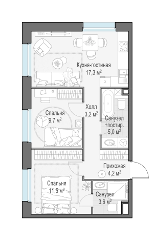 Купить квартиру в ЖК Белый Grad в Мытищах. Вариант № 166508, 0, площадь -  квм, цена 11990000 рублей