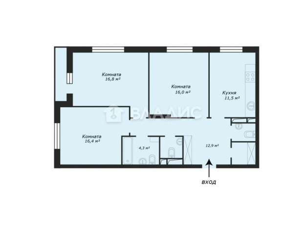 . Вариант № 10000, 3, площадь - 85.1 квм, цена 30000000 рублей