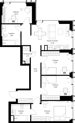 Купить четырехкомнатную квартиру в районе Можайский в Москве. Вариант № 10381329, 0, площадь -  квм, цена 54651600 рублей