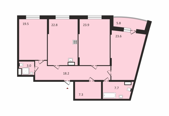 Купить трехкомнатную квартиру у метро Площадь Ленина в Санкт-Петербурге. Вариант № 5971, 1, площадь -  квм, цена 44000000 рублей