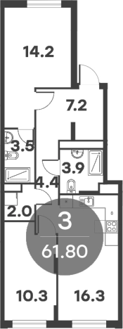 . Вариант № 10330510, 0, площадь - 72.5 квм, цена 12345300 рублей