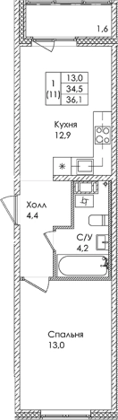 Купить квартиру в ЖК Ермак в Ленинградской области. Вариант № 6610068, 0, площадь -  квм, цена 5243400 рублей