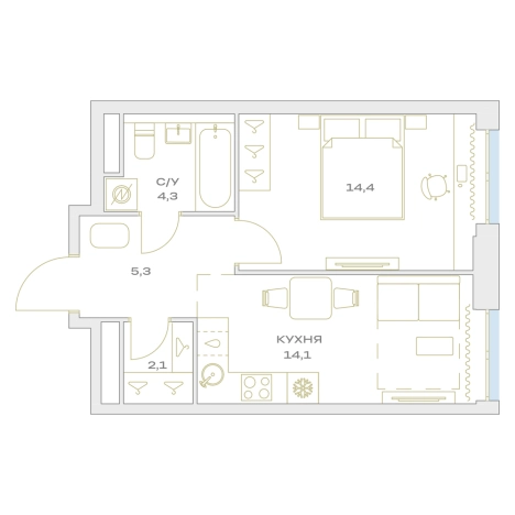 Купить однокомнатную квартиру в ЖК Детали в Москве. Вариант № 7649128, 0, площадь -  квм, цена 16761159 рублей