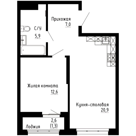. Вариант № 9769399, 0, площадь - 47.7 квм, цена 12058560 рублей