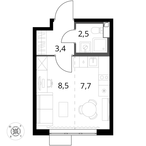 Купить однокомнатную квартиру в ЖК 1-й Шереметьевский в Химках. Вариант № 9825271, 0, площадь -  квм, цена 8216780 рублей