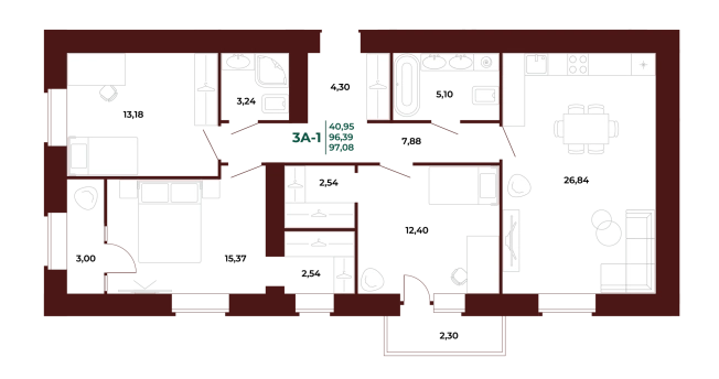 Купить трехкомнатную квартиру в новостройках на улице проспект Строителей в Пензе. Вариант № 418644, 0, площадь -  квм, цена 12164130 рублей