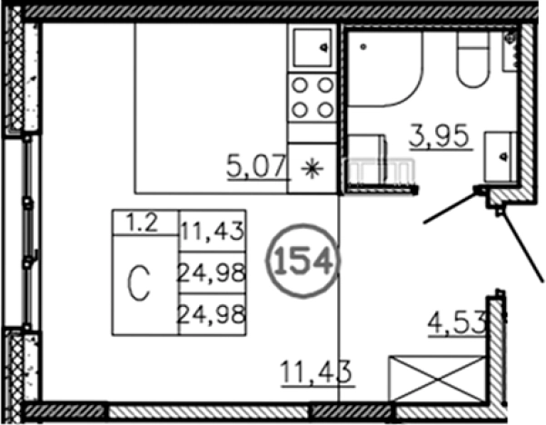 Купить Студию у метро Проспект Ветеранов в Ленинградской области. Вариант № 6228059, 0, площадь -  квм, цена 3217400 рублей