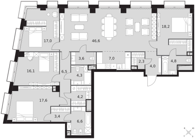 Купить четырехкомнатную квартиру в районе Крылатское в Москве. Вариант № 131975, 0, площадь -  квм, цена 152030060 рублей