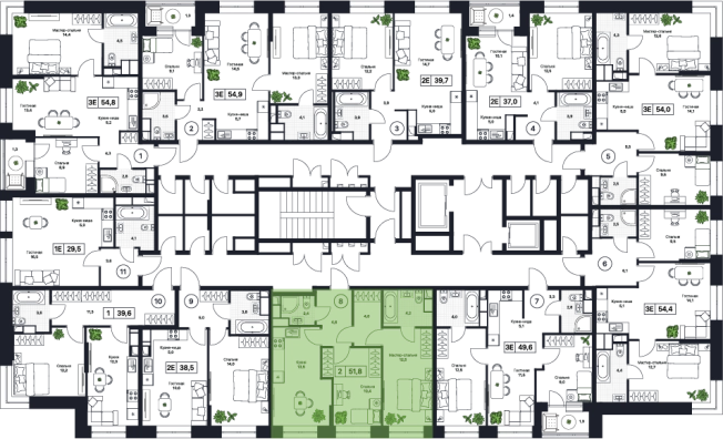 . Вариант № 160307, 0, площадь - 49.7 квм, цена 10437000 рублей