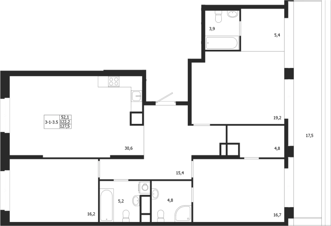 Купить трехкомнатную квартиру в ЖК ЛДМ в Санкт-Петербурге. Вариант № 6851451, 0, площадь -  квм, цена 124809292 рублей