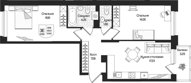 Купить трехкомнатную квартиру у метро Парнас в Ленинградской области. Вариант № 7261591, 0, площадь -  квм, цена 13637648 рублей