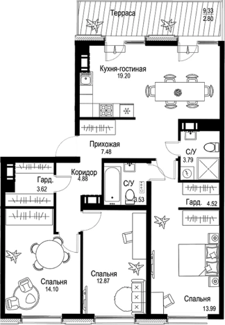Купить многокомнатную квартиру в ЖК ID Petrogradskaya в Санкт-Петербурге. Вариант № 4829481, 0, площадь -  квм, цена 63546000 рублей