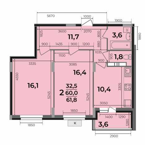 Купить квартиру в новостройках в ЖК Маршал в Коврове. Вариант № 2731616, 2, площадь - квм, цена 6408660 рублей