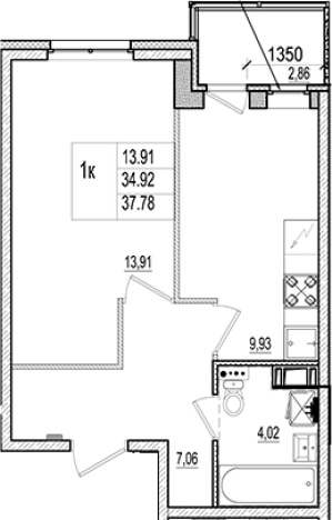 Купить однокомнатную квартиру в Коммунаре. Вариант № 6964326, 0, площадь -  квм, цена 5626000 рублей