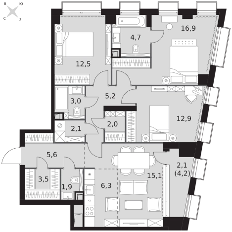 Купить многокомнатную квартиру на вторичке в районе Измайлово в Москве. Вариант № 9505180, 0, площадь -  квм, цена 79139060 рублей