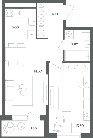 Купить двухкомнатную квартиру в новостройках в Одинцове. Вариант № 157118, 0, площадь -  квм, цена 8617805 рублей