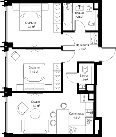 Купить квартиру на улице 2-я Хуторская в Москве. Вариант № 141577, 0, площадь -  квм, цена 38280000 рублей