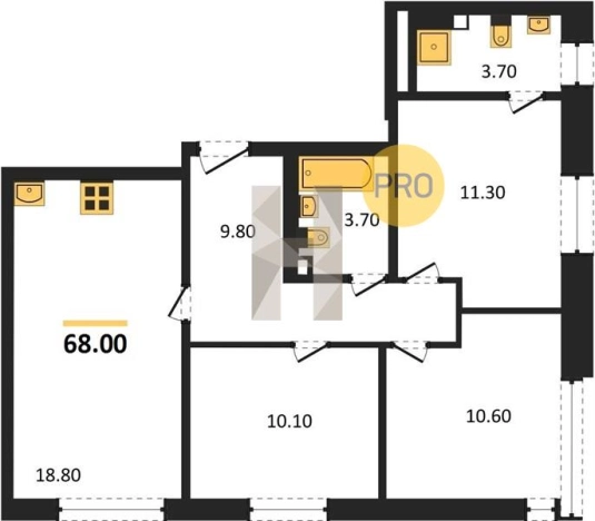 Купить трехкомнатную квартиру в районе Первомайский в Ижевске. Вариант № 64695, 0, площадь -  квм, цена 4709000 рублей
