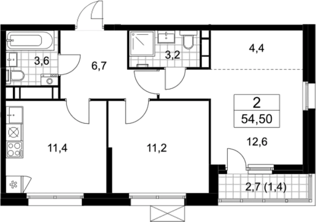 Купить двухкомнатную квартиру у метро Потапово в Москве. Вариант № 161101, 0, площадь -  квм, цена 15412543 рублей
