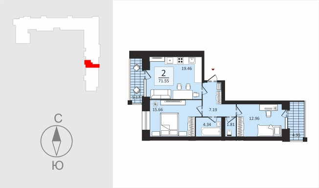 Купить двухкомнатную квартиру в ЖК Загородный парк в Владимире. Вариант № 106605, 1, площадь -  квм, цена 10045000 рублей