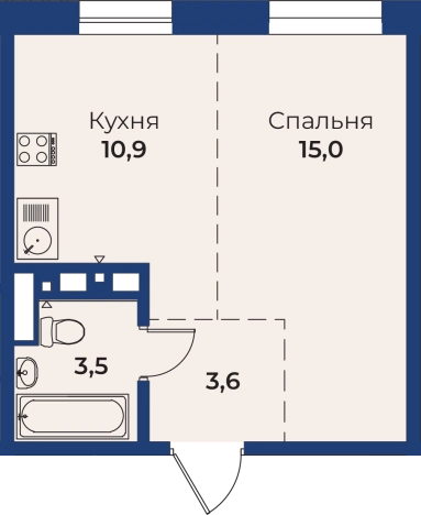 . Вариант № 159780, 0, площадь - 33 квм, цена 5445000 рублей
