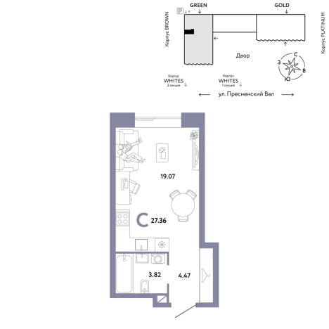 Купить квартиру на улице Пресненский Вал в Москве. Вариант № 10441973, 0, площадь -  квм, цена 29403400 рублей