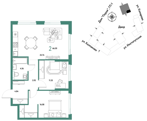 Купить двухкомнатную квартиру в новостройках в Мытищах. Вариант № 10440394, 0, площадь -  квм, цена 26893333 рублей