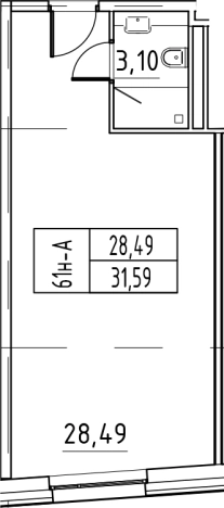. Вариант № 4037429, 0, площадь - 31.59 квм, цена 7581600 рублей