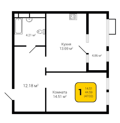 . Вариант № 132960, 0, площадь - 47.02 квм, цена 7732886 рублей