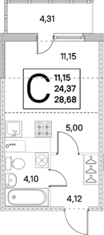 Купить Студию в ЖК Ясно.Янино в Ленинградской области. Вариант № 8488030, 0, площадь -  квм, цена 4654670 рублей